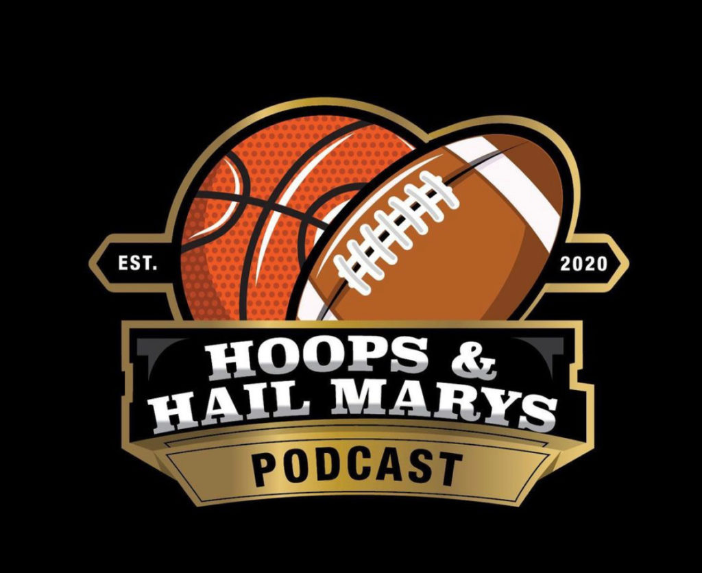 Hoops and Hail Marys podcast logo